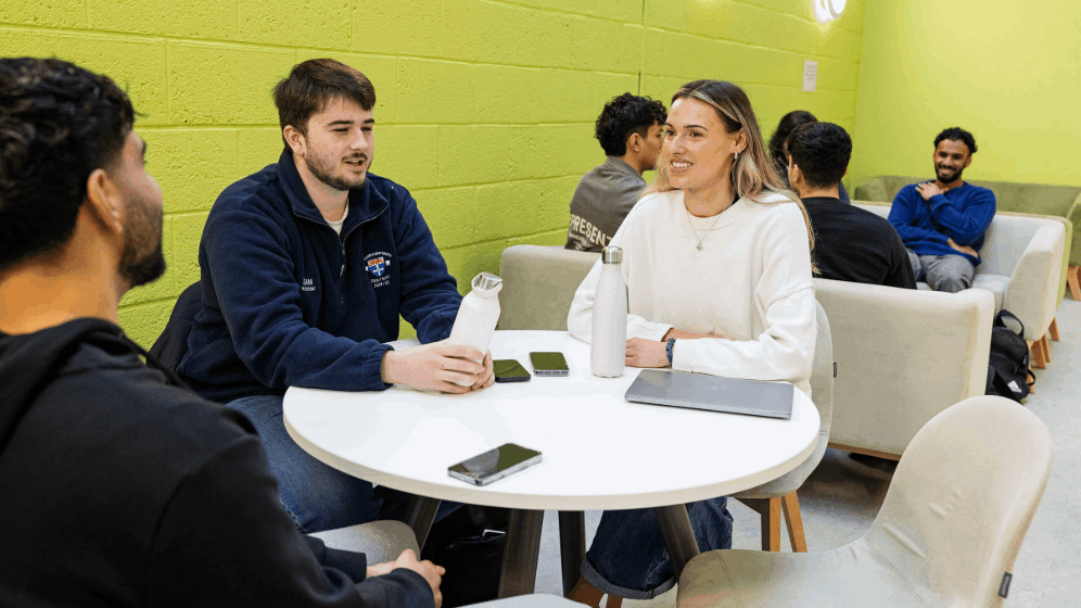 students sitting in the common room